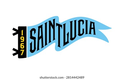 A flat, minimalist vector illustration of a light blue pennant flag featuring the word 