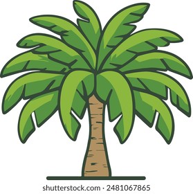 A flat minimalist vector illustration of a palm tree on a white background
