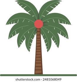 A flat minimalist vector illustration of a palm tree on a white background
