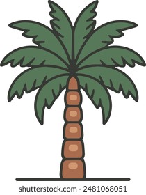 A flat minimalist vector illustration of a palm tree on a white background
