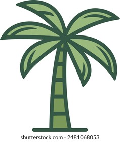 A flat minimalist vector illustration of a palm tree on a white background
