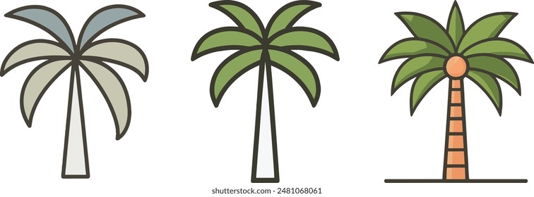 A flat minimalist vector illustration of a palm tree on a white background
