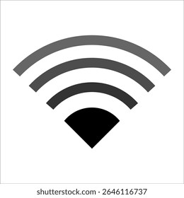Flat minimalist WiFi signal icon in outline style, vector EPS 10 format. Represents wireless internet connectivity, network strength, and digital communication for web and user interface design.