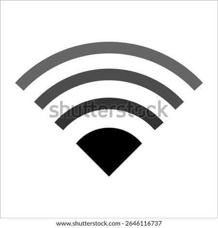 Flat minimalist WiFi signal icon in outline style, vector EPS 10 format. Represents wireless internet connectivity, network strength, and digital communication for web and user interface design.