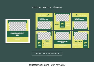 Flat minimalist world environment day feed posts collection template