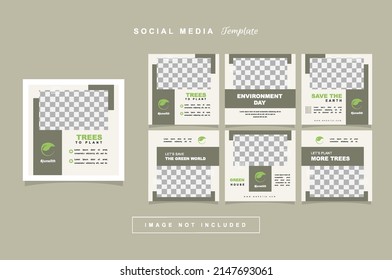Flat minimalist world environment day feed posts collection template