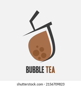 flat minimalistic bubble tea vector logo for shop identity or menu design