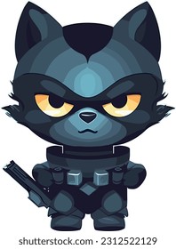 Flacher, minimalistischer Katzencharakter für ein Shooter-Spiel