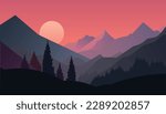 Flat minimalistic design. Panorama of a mountain landscape. Easy to change colors.