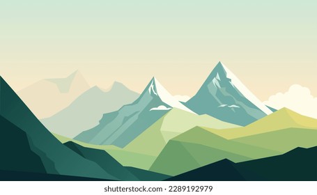 Diseño minimalista plano. Panorama de un paisaje montañoso. Fácil de cambiar de color.