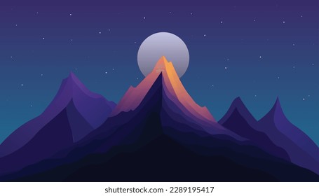 Diseño minimalista plano. Panorama de un paisaje montañoso. Fácil de cambiar de color.