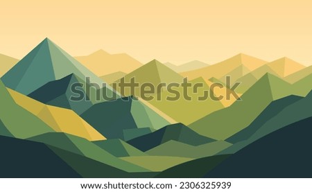 Flat minimalistic design. Panorama of a mountain landscape. Easy to change colors.