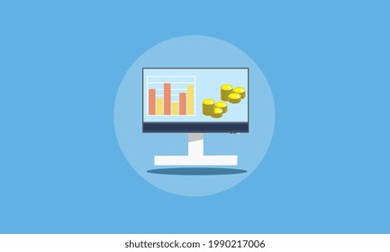 Flat minimalistic display with infogrpahic statistic