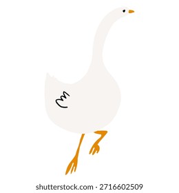 Flat minimalistic goose vector illustration. Simple clean shapes, modern design style. Suitable for farm themes, agriculture, countryside, food branding, packaging, labels, children’s books, icons, posters and digital design projects