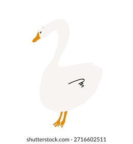 Ilustración vectorial de ganso minimalista plana. Formas limpias simples, estilo de diseño moderno. Adecuado para temas agrícolas, agricultura, campo, marca de alimentos, empaques, etiquetas, libros infantiles, iconos, carteles y proyectos de diseño digital
