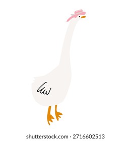 Ilustración vectorial de ganso minimalista plana. Formas limpias simples, estilo de diseño moderno. Adecuado para temas agrícolas, agricultura, campo, marca de alimentos, empaques, etiquetas, libros infantiles, iconos, carteles y proyectos de diseño digital