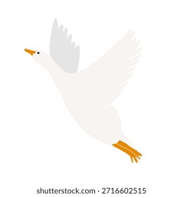 Ilustración vectorial de ganso minimalista plana. Formas limpias simples, estilo de diseño moderno. Adecuado para temas agrícolas, agricultura, campo, marca de alimentos, empaques, etiquetas, libros infantiles, iconos, carteles y proyectos de diseño digital