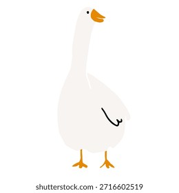 Flat minimalistic goose vector illustration. Simple clean shapes, modern design style. Suitable for farm themes, agriculture, countryside, food branding, packaging, labels, children’s books, icons, posters and digital design projects