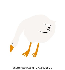 Ilustración vectorial de ganso minimalista plana. Formas limpias simples, estilo de diseño moderno. Adecuado para temas agrícolas, agricultura, campo, marca de alimentos, empaques, etiquetas, libros infantiles, iconos, carteles y proyectos de diseño digital