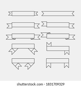 Flat Minimalistic Style Ribbon Elements With Textless Lines for Banners, Flyers, Posters, Brochures, Invitations, Etc.