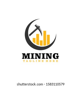 Flat Mining Logo Design Vector Template