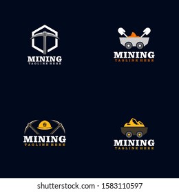 Flat Mining Logo Design Vector Template