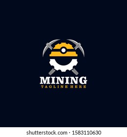 Flat Mining Logo Design Vector Template