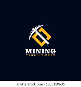 Flat Mining Logo Design Vector Template