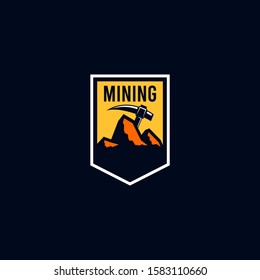 Flat Mining Logo Design Vector Template