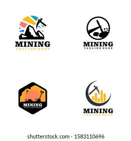 Flat Mining Logo Design Vector Template