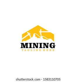 Flat Mining Logo Design Vector Template