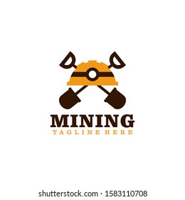 Flat Mining Logo Design Vector Template