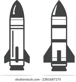 ilustración vectorial de misil plano, icono aislado en tablero blanco