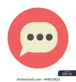 Flat mobile app chat icon with rounded background 