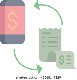 Design de ícone de ilustração de vetor de pagamento e móvel plano