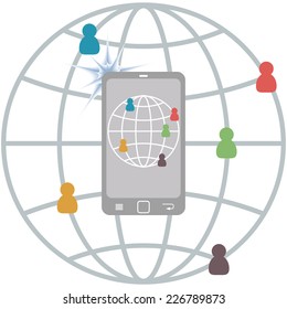 Flat Mobile Infographic concept of communication, photo connect people, vector