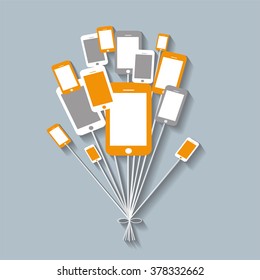 Flat mobile phone in balloons vector eps 10 