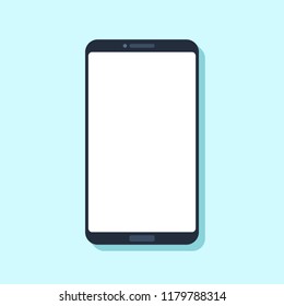 Flat mobile phone device. Modern smartphone template for applications, wireless cell calls and telephone smart apps, communication gadget cellphone sign blank vector illustration