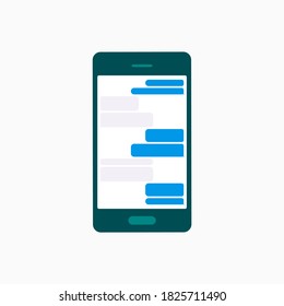 Flat mobile phone icon. Blank, empty dialog boxes on display. Cartoon smartphone icon. Vector