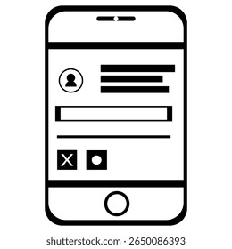 A flat mobile profile screen UI UX icon. Suitable for wireframes, user profile designs, and mobile apps. Provided as an editable EPS vector.