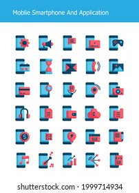 flat mobile smartphone technology icons pack vector illustration