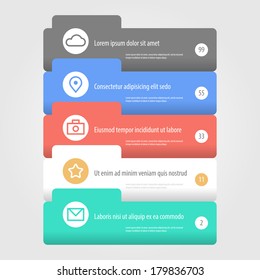 Flat Mobile UI Design. Colorful bookmarks and banners with place for text. Eps 10.