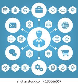 Flat Mobile UI Design. Infographic of network analytics - vector illustration