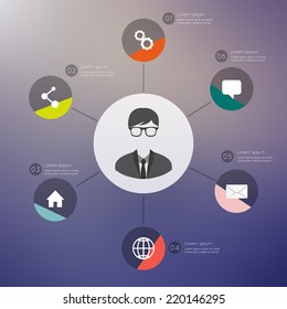 Flat Mobile UI Design. Infographic of network analytics - vector illustration