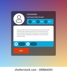 Flat Mobile UI Design. Reply message box. Vector illustration for web or mobile applications. Eps 10.