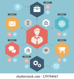 Flat Mobile UI Design. Set of modern vector icons and symbols on business management or analytics and e-commerce theme. Eps 10.