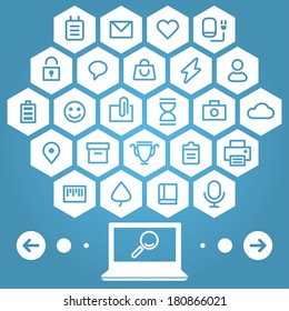 Flat Mobile UI Design. Social network icons set.