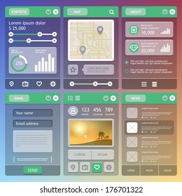 Flat Mobile UI Design. User Interface elements. Eps 10
