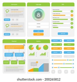 Flat Mobile UI Design. Vector eps 10.