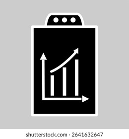 Flat mobile UI icon with bar chart symbolizing growth and success.